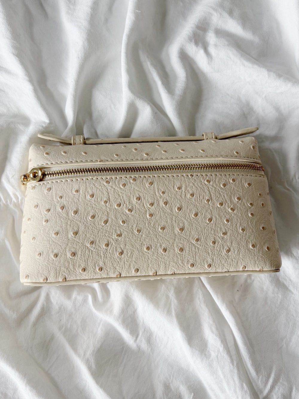 AMAZON Ostrich Texture Light Beige Crossbody Vanity